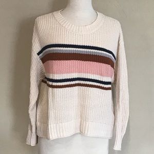 American Eagle AEO Striped Knit Crochet Sweater